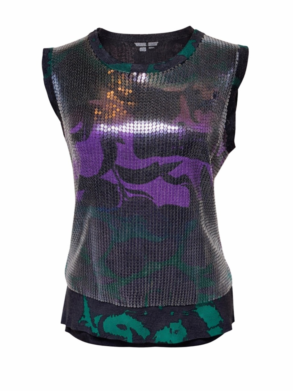 Etro Milano Silk Cashmere Sequin Top Floral Y2K Boho Luxe-‎ Large